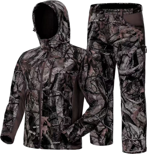 Men’s 2-Pack Fleece-Lined Hunting Jacket & Pants Set – Water-Resistant, Silent, Safety Harness Compatible