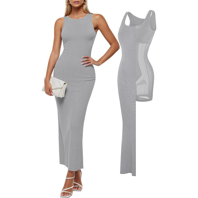 🔥Last day promotion!🔥Shapewear Modal Sleeveless Crew NeckMaxi Dress