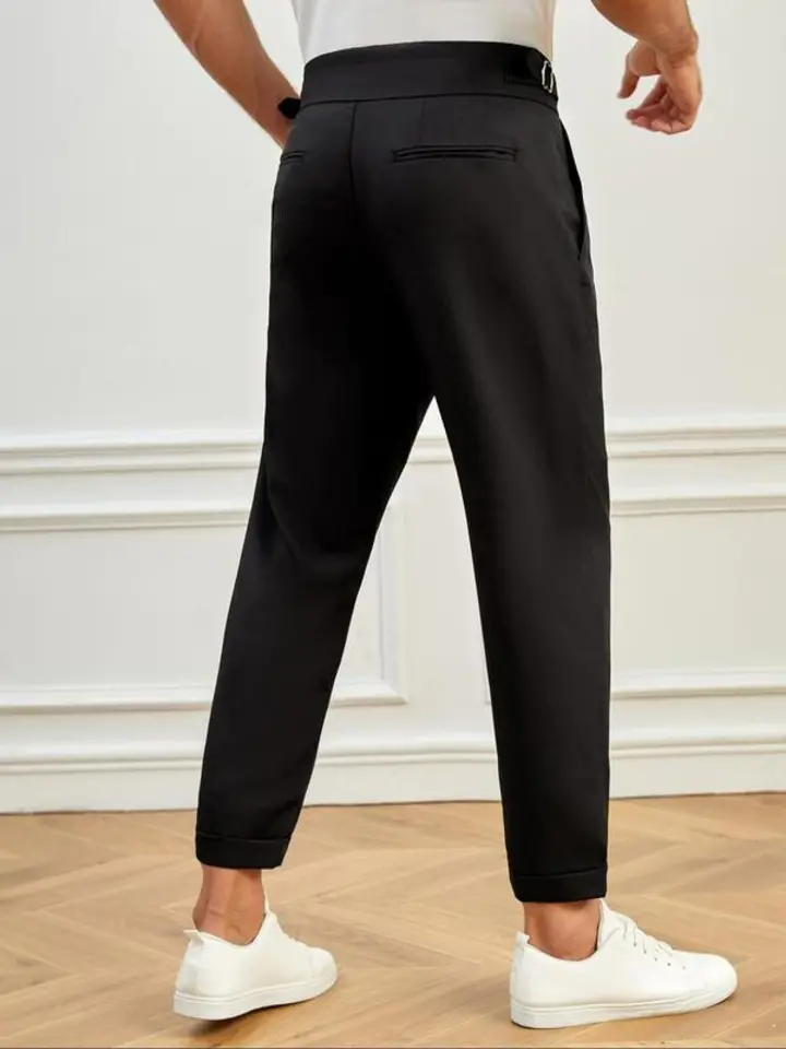 Men's Stretch Gurkha Pants Slim Fit Dress Pants for Men Expandable Waist Dress Pants