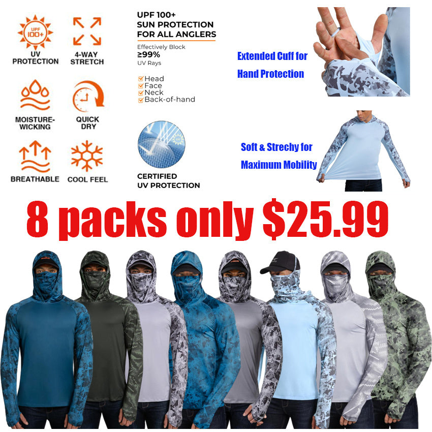 🔥Last day promotion!🔥Ultimate Sun Hoodie for Men – UPF 100+ UV Detection, Neck Gaiter, Thumbholes, Quick-Dry & Breathable Cooling Shirt