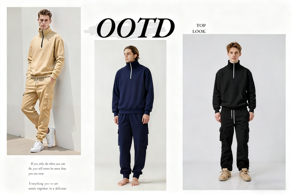 🚀New Arrival 🎃 Men's Casual Fleece Lined Zipper Work Pants Set, Thick Fabric Warm Long Trousers for Fall & Winter