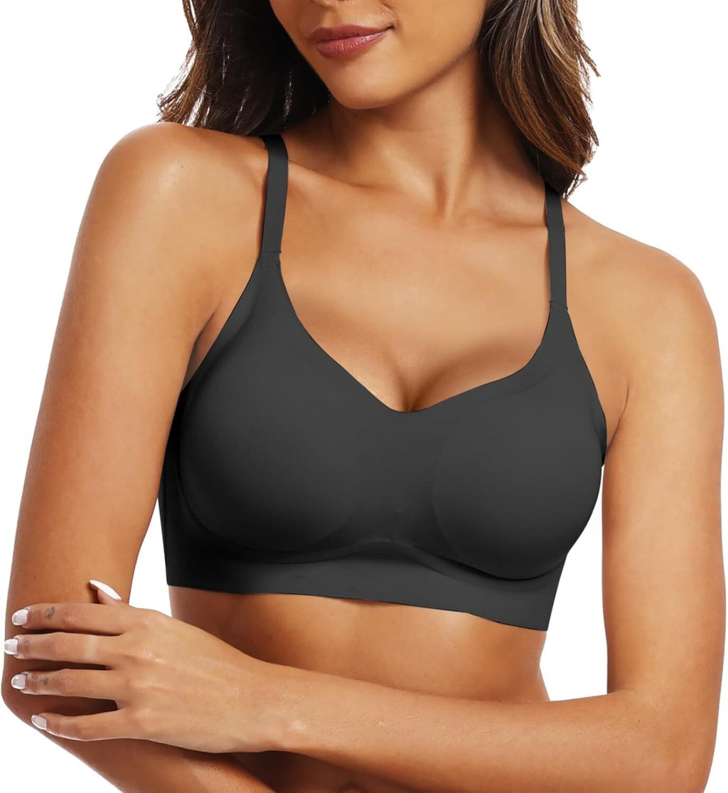 Women's daily push-up bra comfortable no-wire V-neck seamless no-wire bra