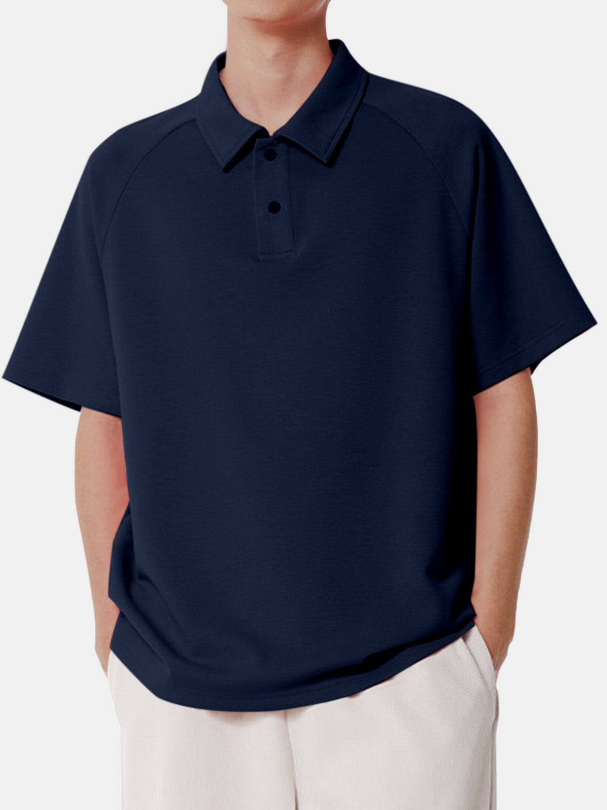 Men's Solid Color Comfortable Cotton Casual Daily Raglan Short-sleeved Polo Shirt