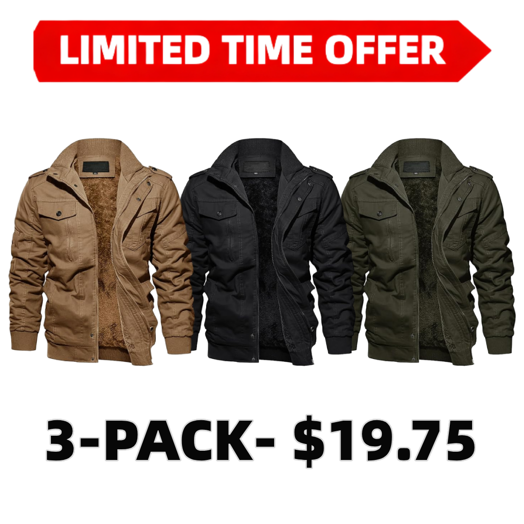 🔥October Hot Sale 🔥Men's Regular Fit Solid Pocket Zipper Jacket, Casual Long Sleeve Stand Collar Outerwear for Fall & Winter