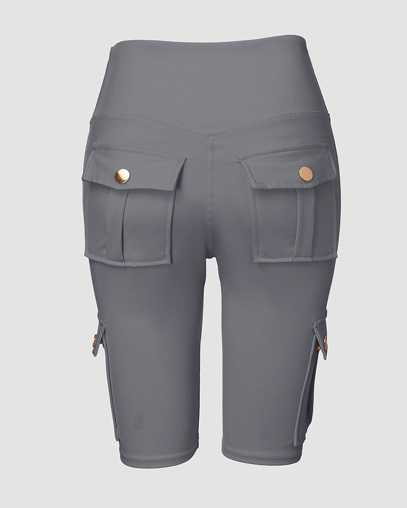 🔥High Waist Butt-Lift Biker Shorts with Pocket Flap 🔥