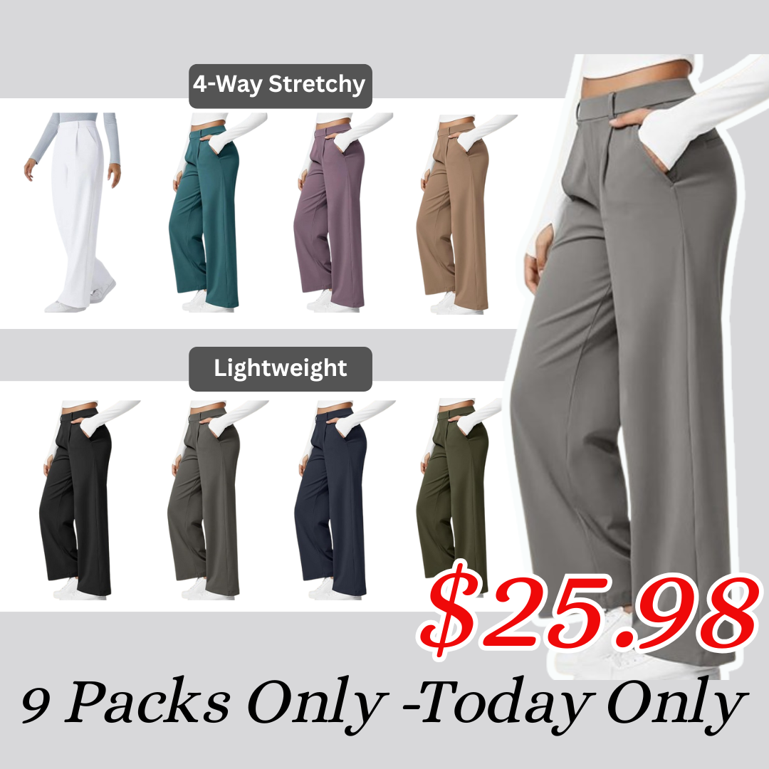 🎃Halloween Sale🔥High Waisted Work Pants for Women Business Casual Outfits Office Dress Pants Trousers with Pockets