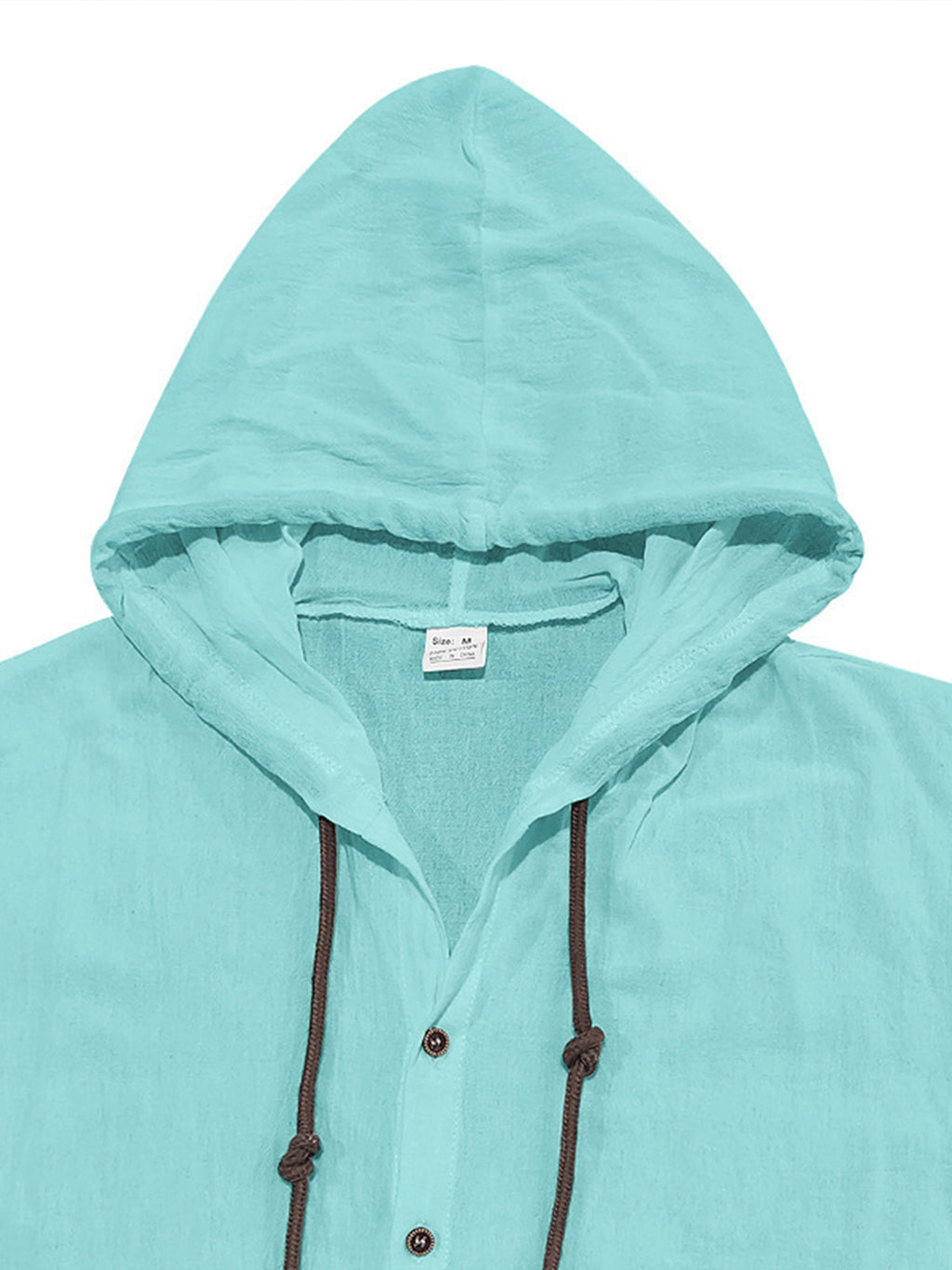 Men's Summer Cotton Hooded Solid Color Short Sleeve Shirt