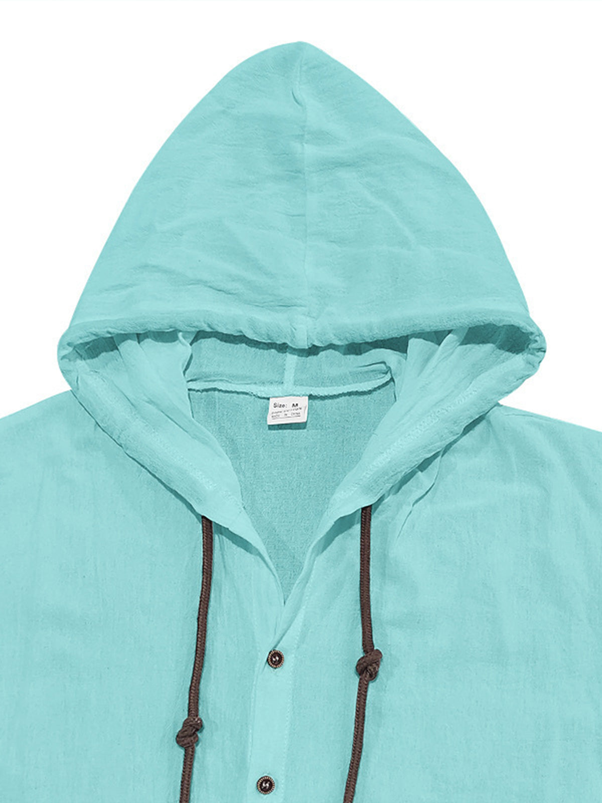 Men's Summer Cotton Hooded Solid Color Short Sleeve Shirt