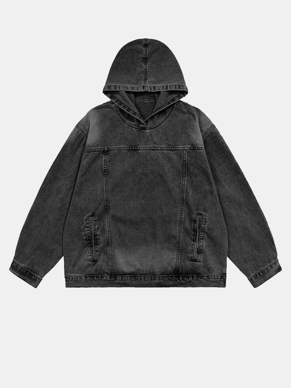 Men's Casual Fashion Cotton Denim Handsome Patchwork Loose Hooded Sweatshirt