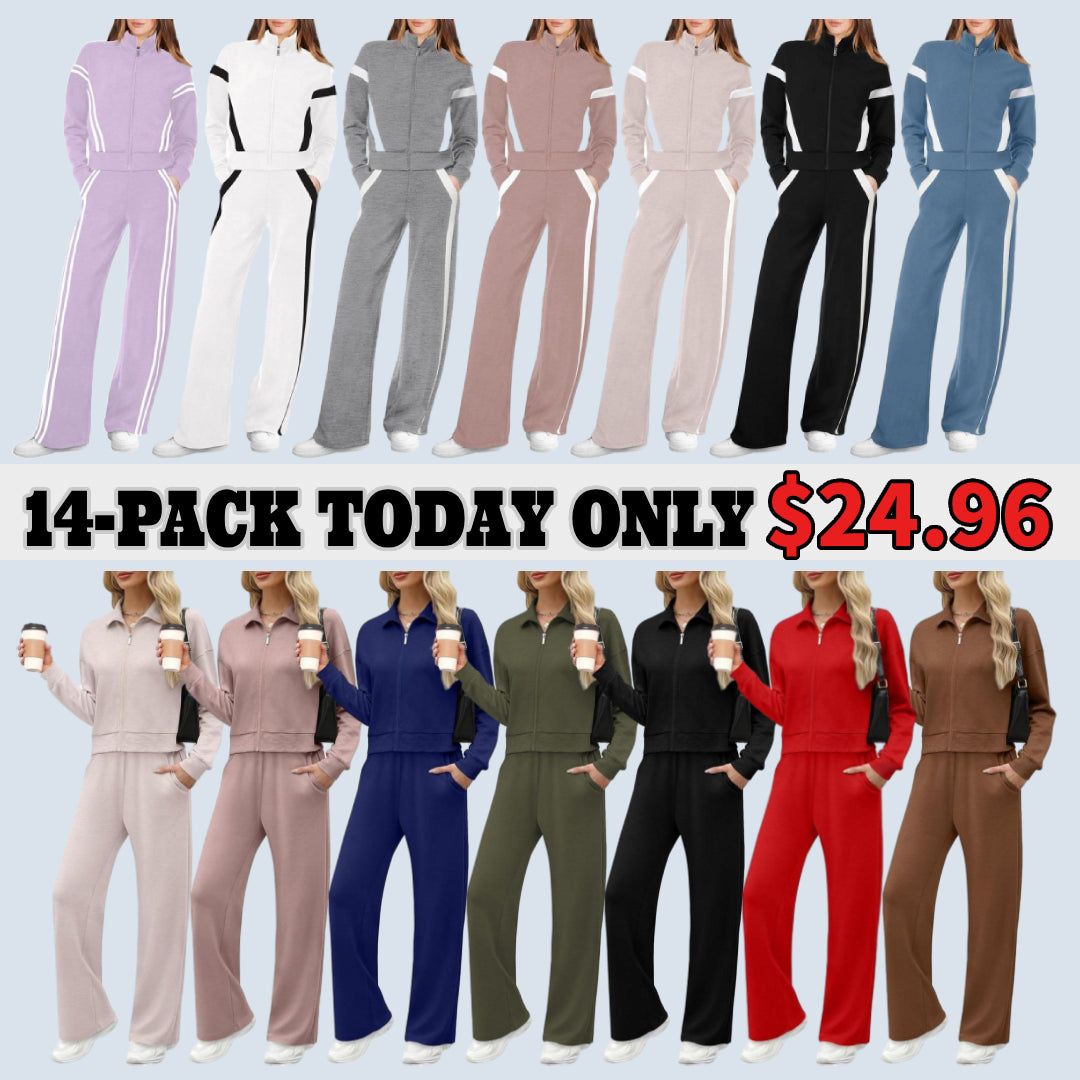 Women's 2 Piece Outfit Fleece Sweatsuit Casual Lounge Matching Sets Crewneck Loose Fit Cozy Sweatshirt & Straight Leg Sweatpants Womenswear