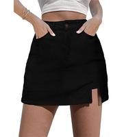 ⚡Factory-Direct Deals⚡Skorts Skirts for Women Denim Mini Skirt Side Slit with High Waisted Jean Shorts Stretchy