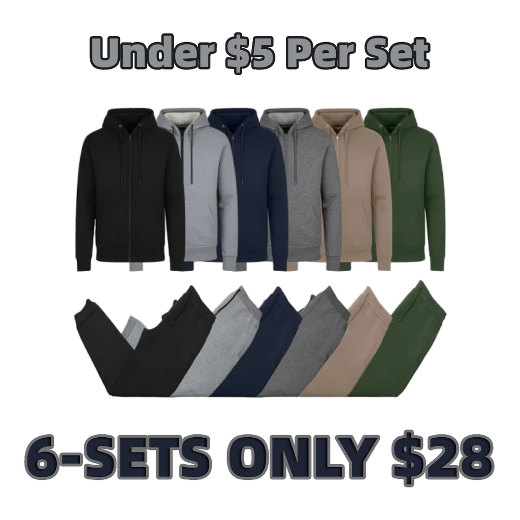 Men’s Multi Pack Fleece Zip Hoodie & Jogger Sets