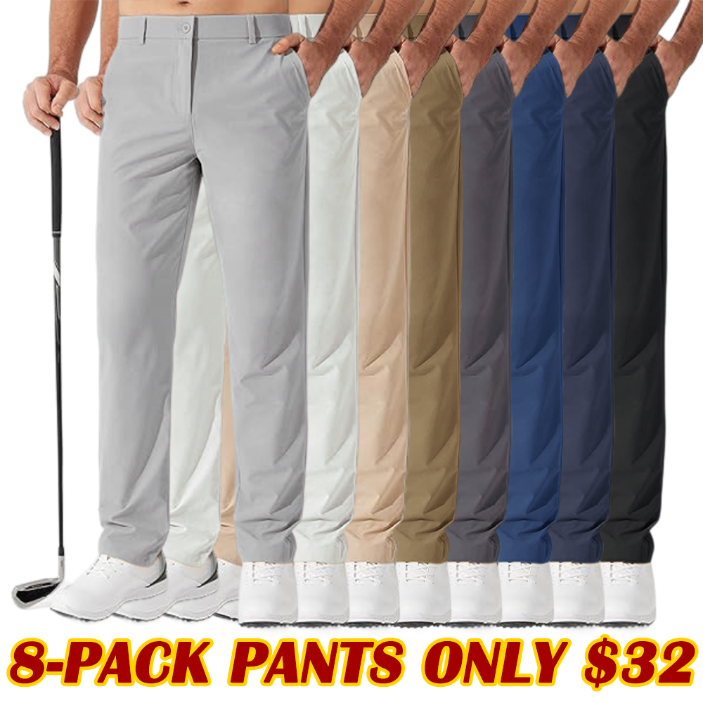 Men's Stretch Gurkha Pants Slim Fit Dress Pants for Men Expandable Waist Dress Pants