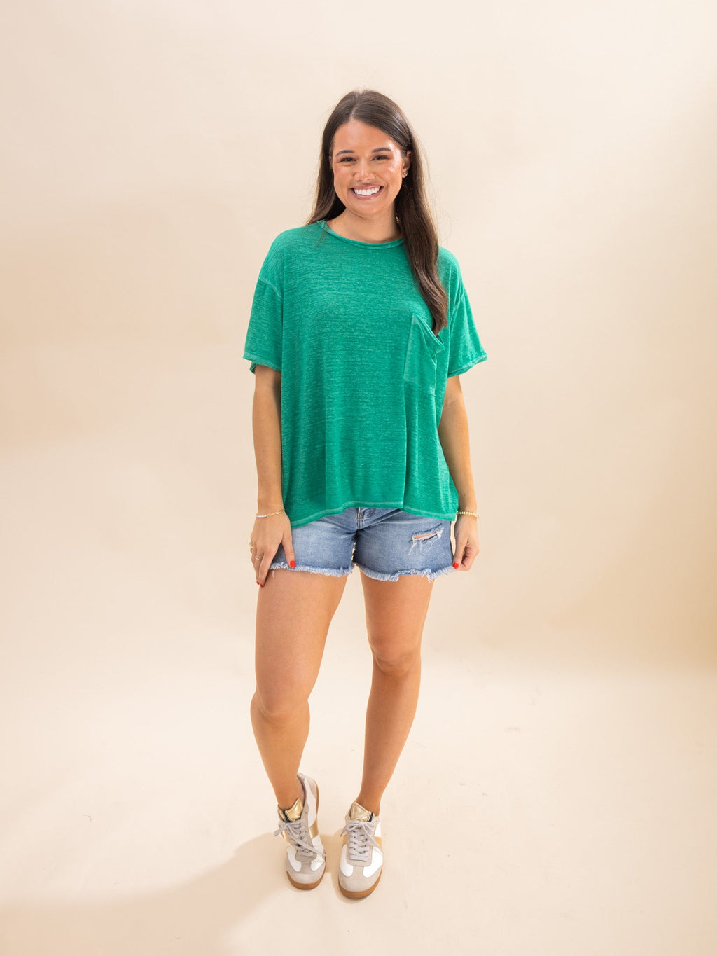 Zenana Oversized Melange Burnout Raw Edge Tee