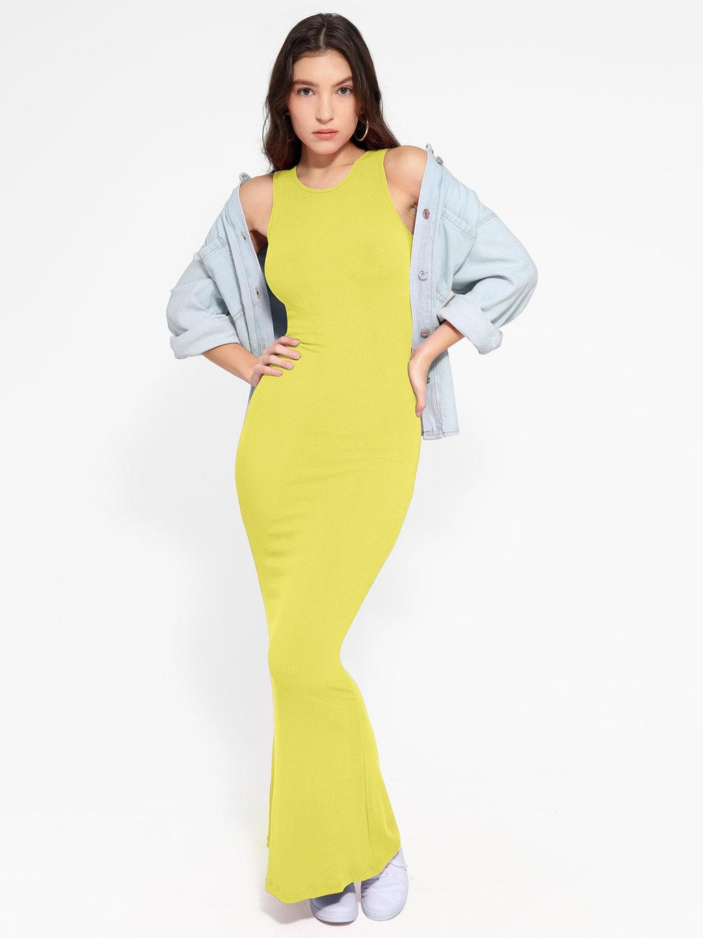 🔥Last day promotion!🔥Shapewear Modal Sleeveless Crew NeckMaxi Dress