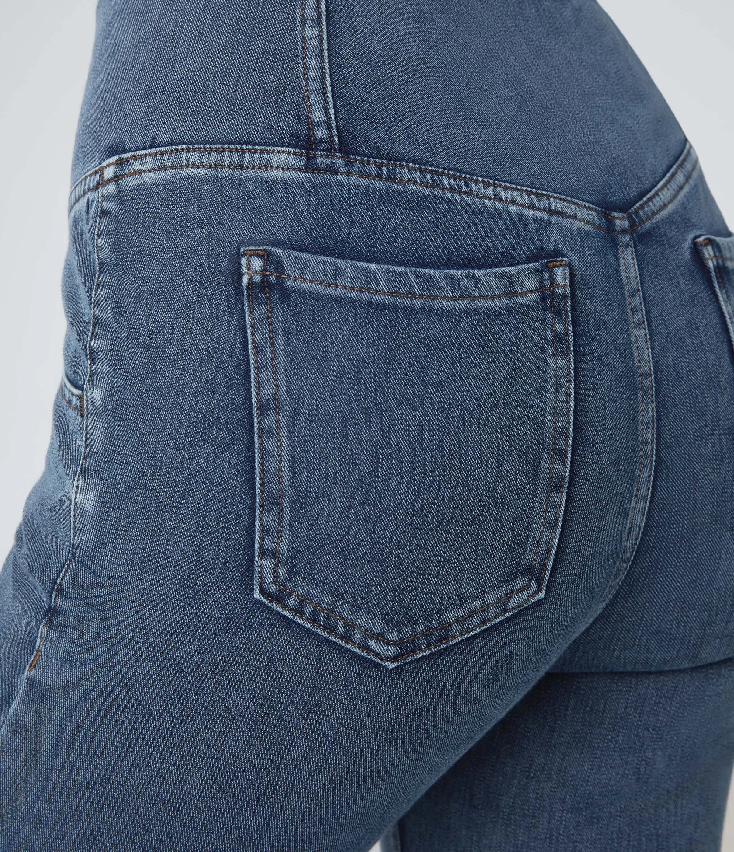 ⚡High Waisted Crossover Pocket Washed Stretchy Knit Casual Super Flare Jeans⚡