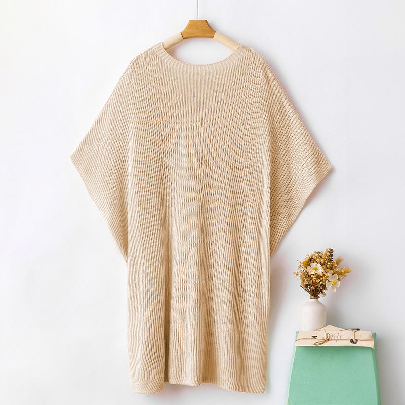 2025 Summer Women's Casual Crew Neck Drop Shoulder Loose Fit Short Sleeve Knit Pullover