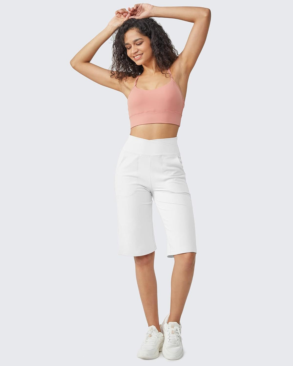 Capri Pants for Women -Knee Length Wide Leg Yoga Capris Dressy Casual Summer Crop Pants with Pockets