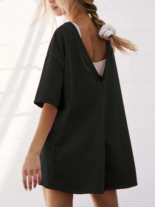 🔥Flash Sale⚡Women's Summer Oversized Reversible Tee Romper