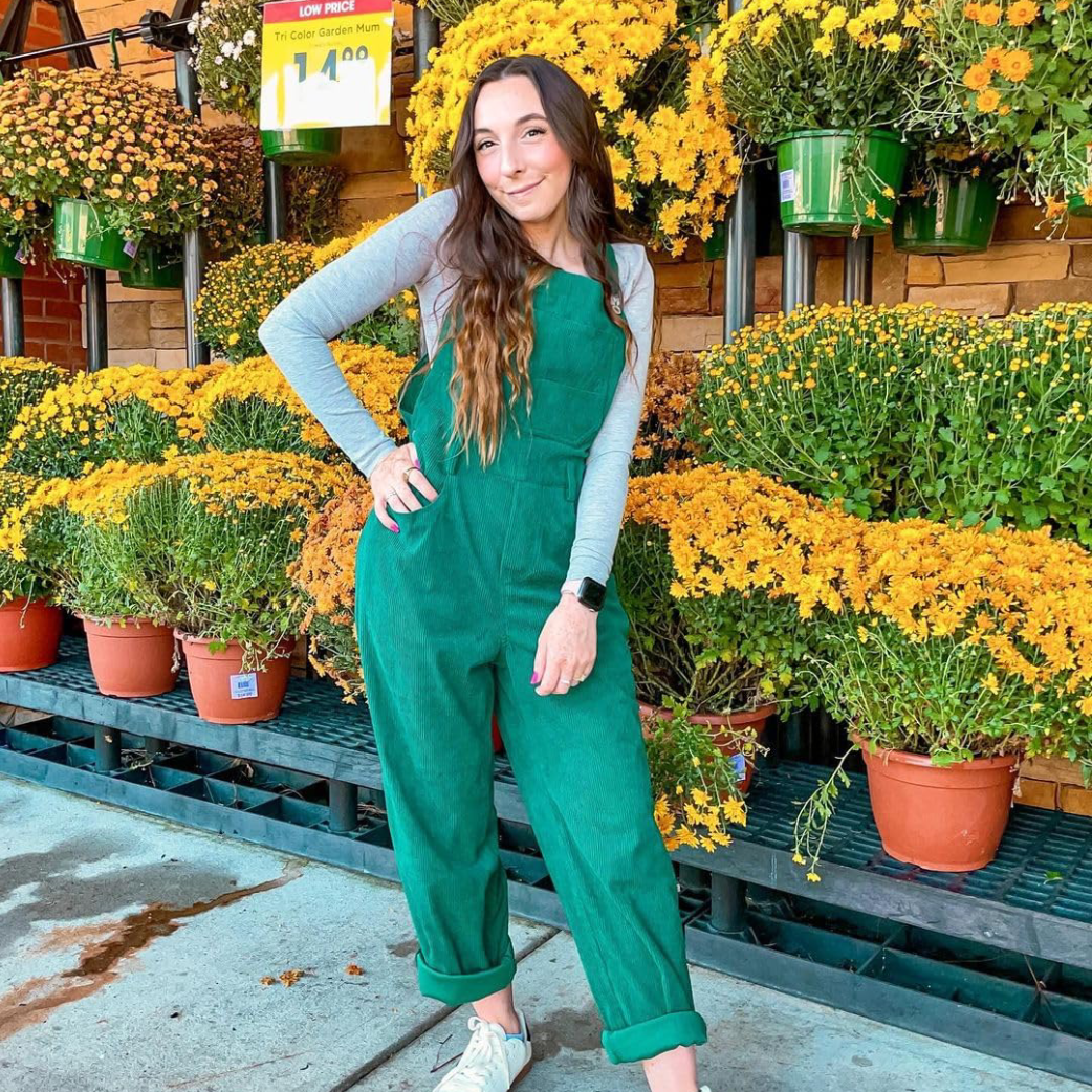 🍂 Women's Corduroy Overalls – Baggy Bib Jumpsuit with Pockets