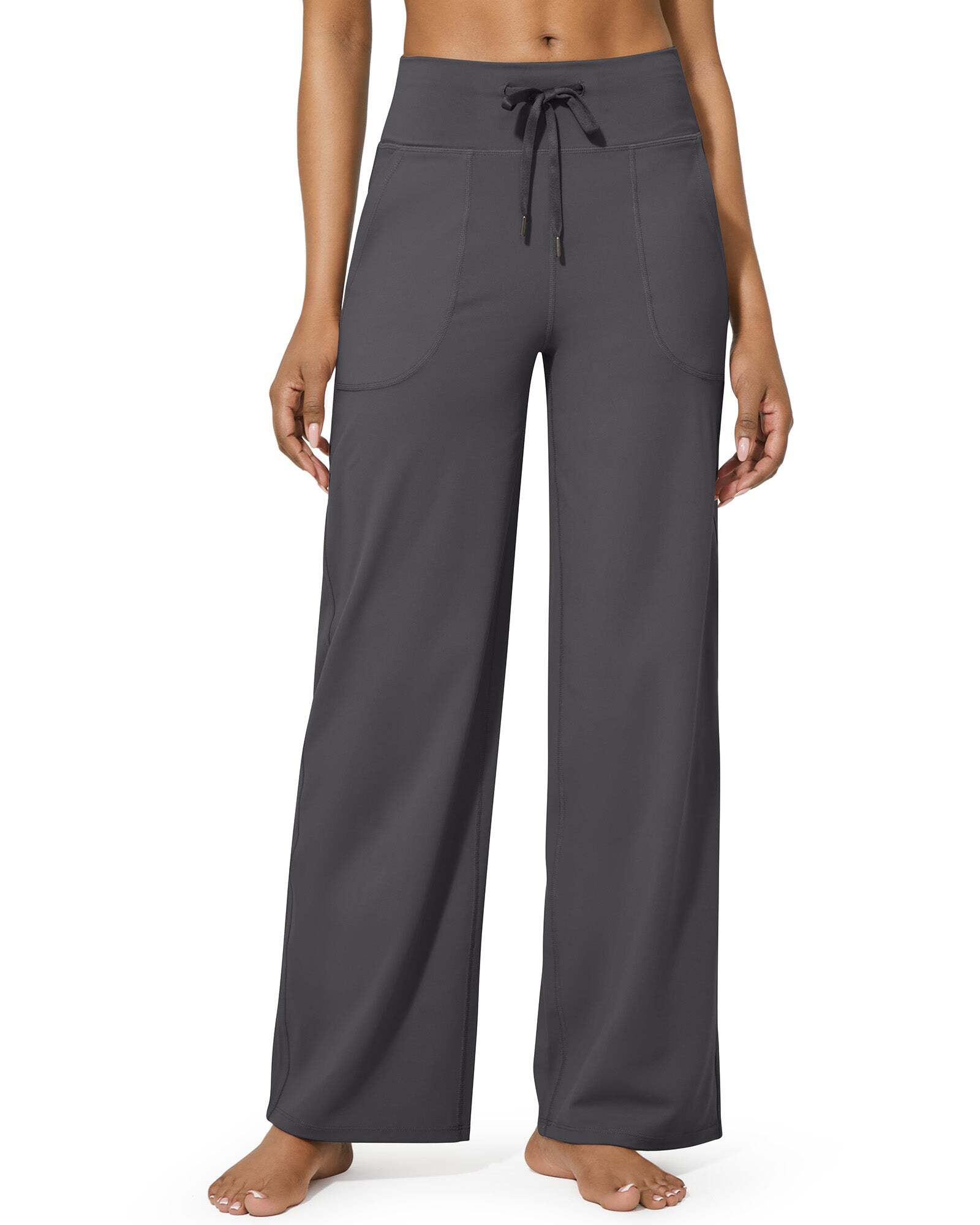 Women's Wide Leg Pants Yoga Pants High Waisted Sports Pants with Pockets Elastic Casual Comfort Pants