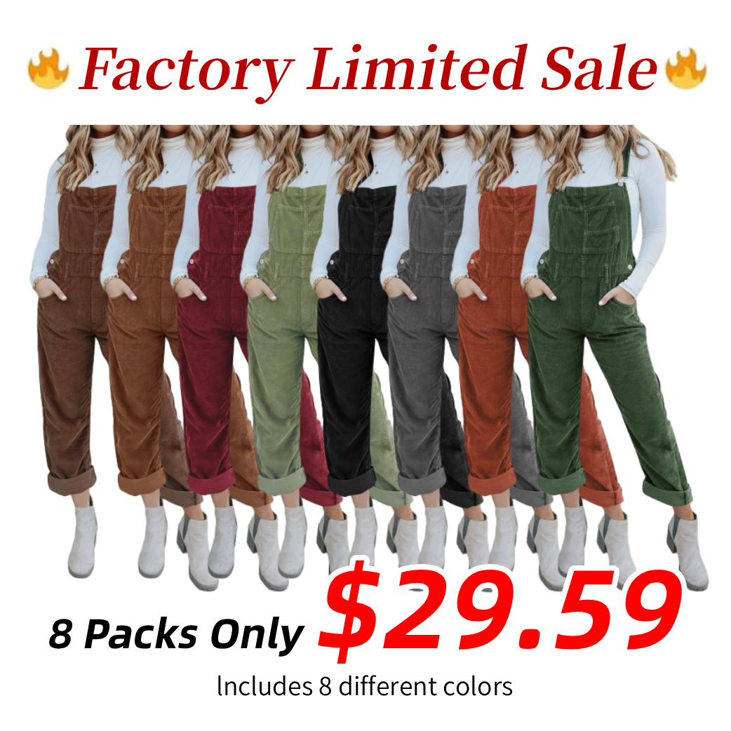 🍂 Women's Corduroy Overalls – Baggy Bib Jumpsuit with Pockets