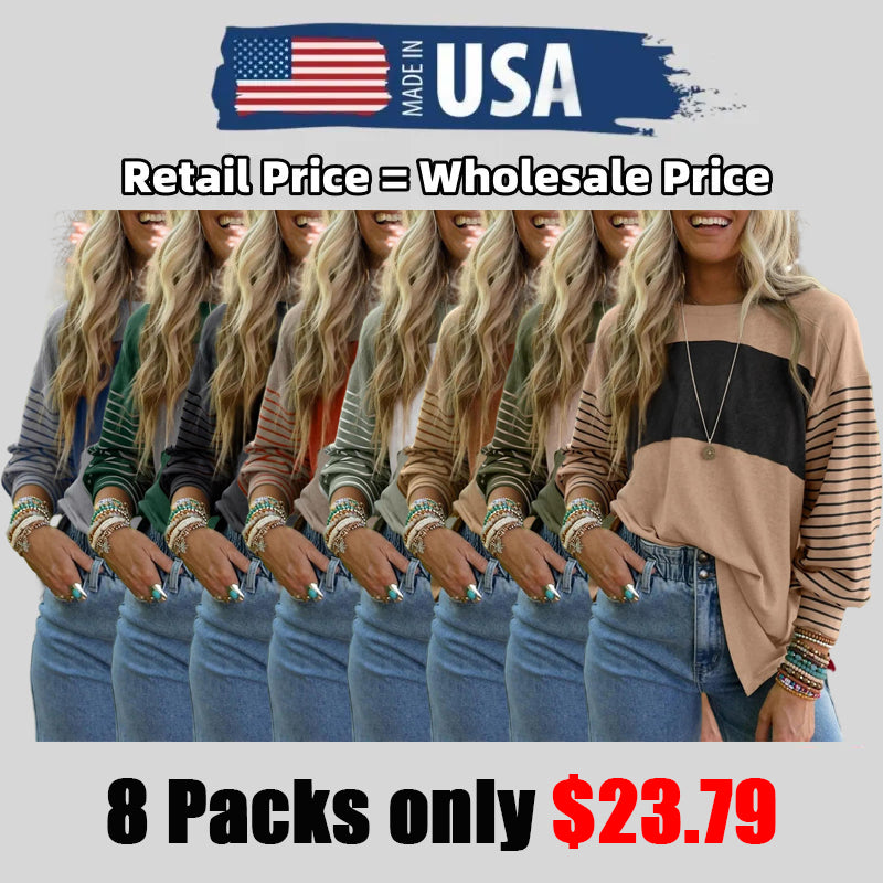 ✨Women's Cute Color Block Long Sleeve Casual Top(BUY 2 FREE SHIPPING)