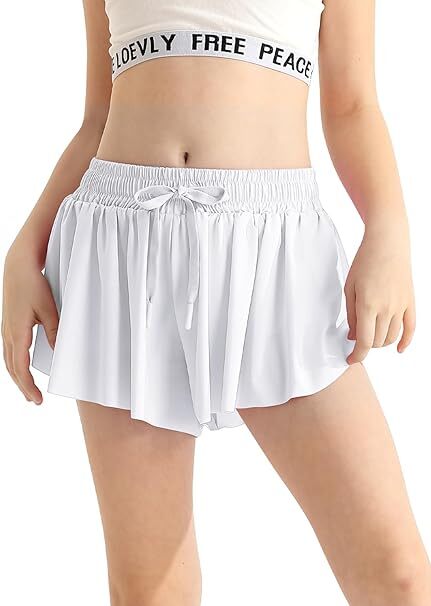 Women's Flowy Butterfly Athletic Running Workout Spandex Gym Yoga Tennis Skirts with Pocket