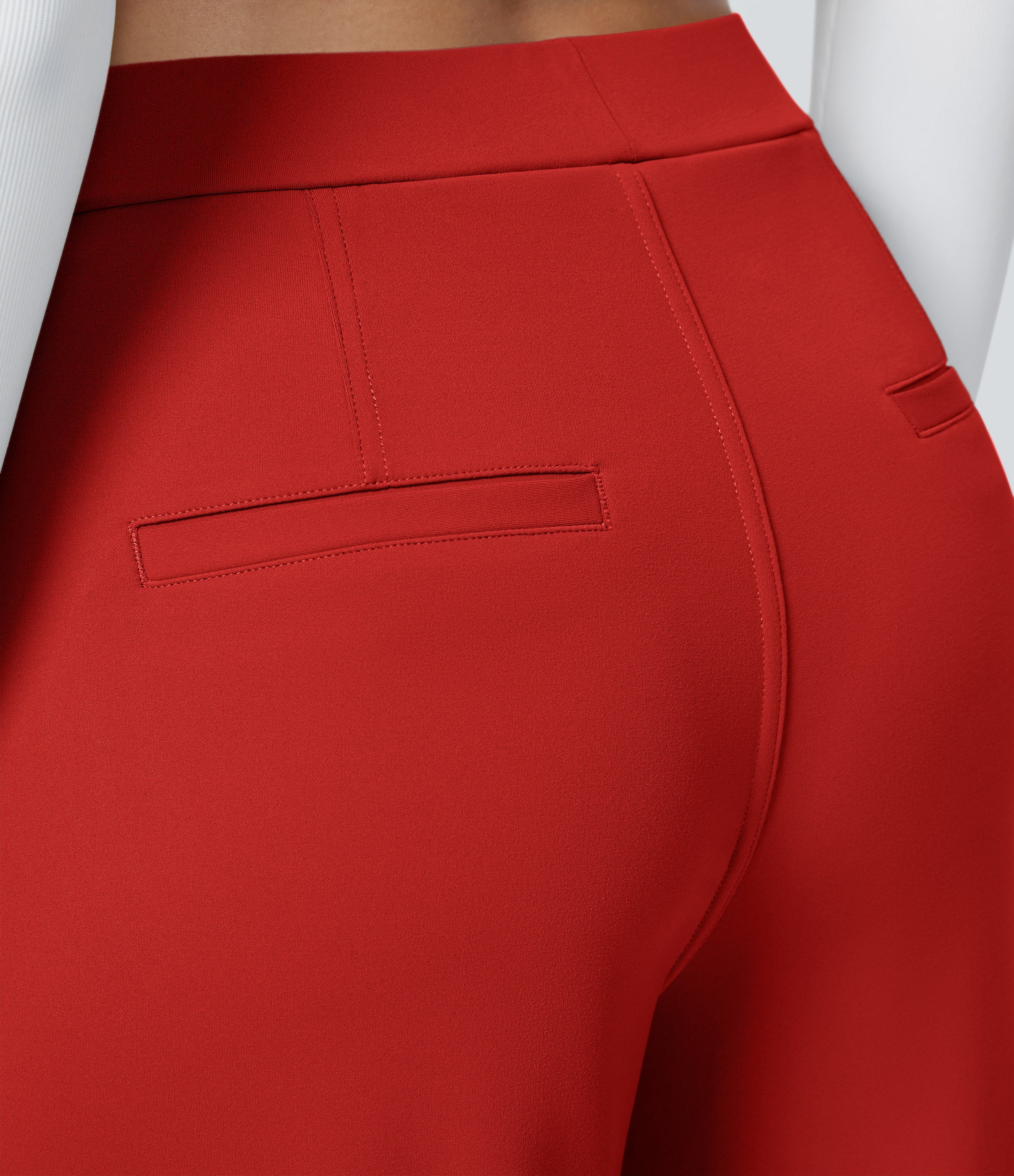 Factory Outlet - High Waisted Side Pocket Straight Leg Work Suit Pants