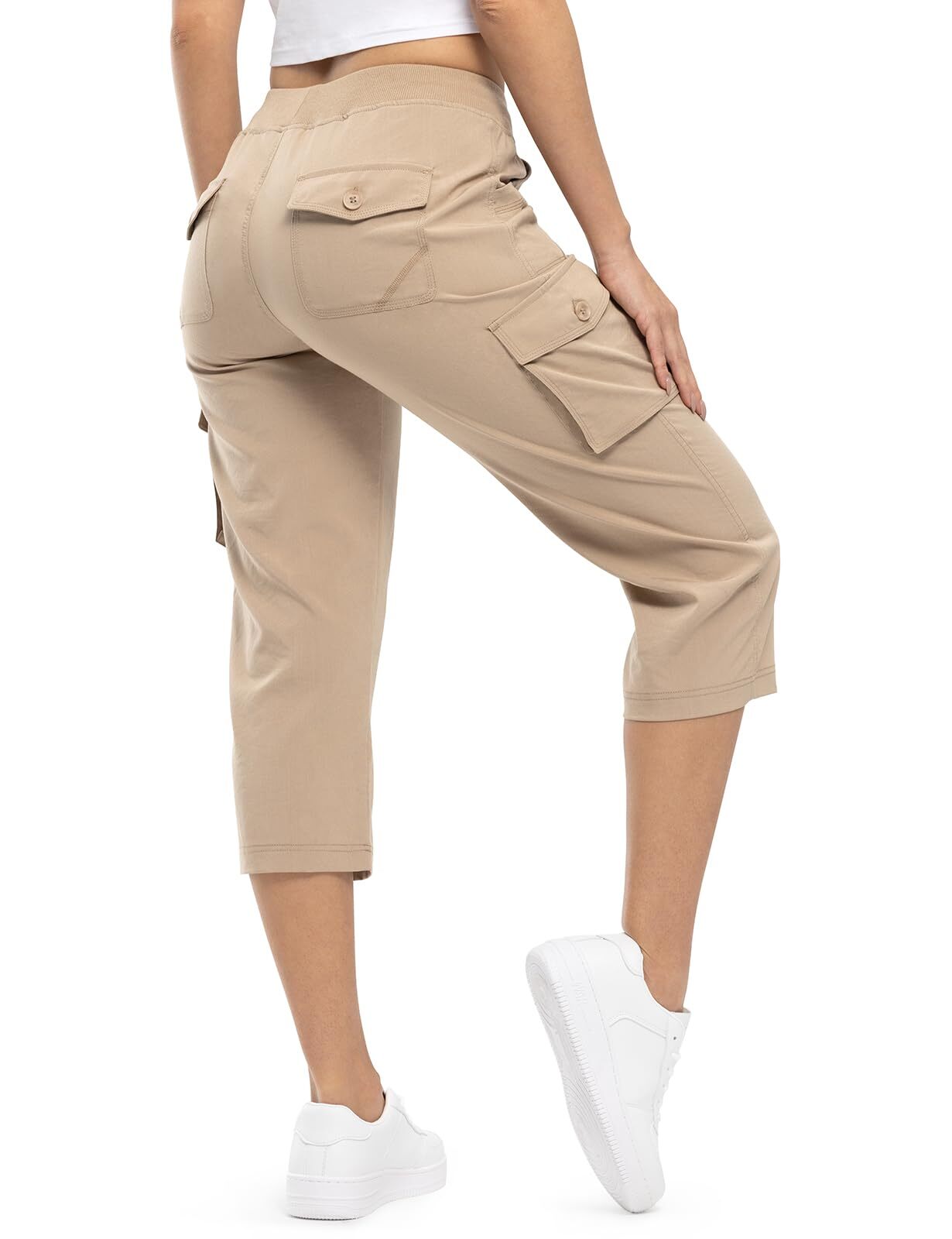 🔥Last day promotion!Women’s Loose Fit Lightweight Capri Cargo Pants – Casual 3/4 Trousers with 6 Pockets