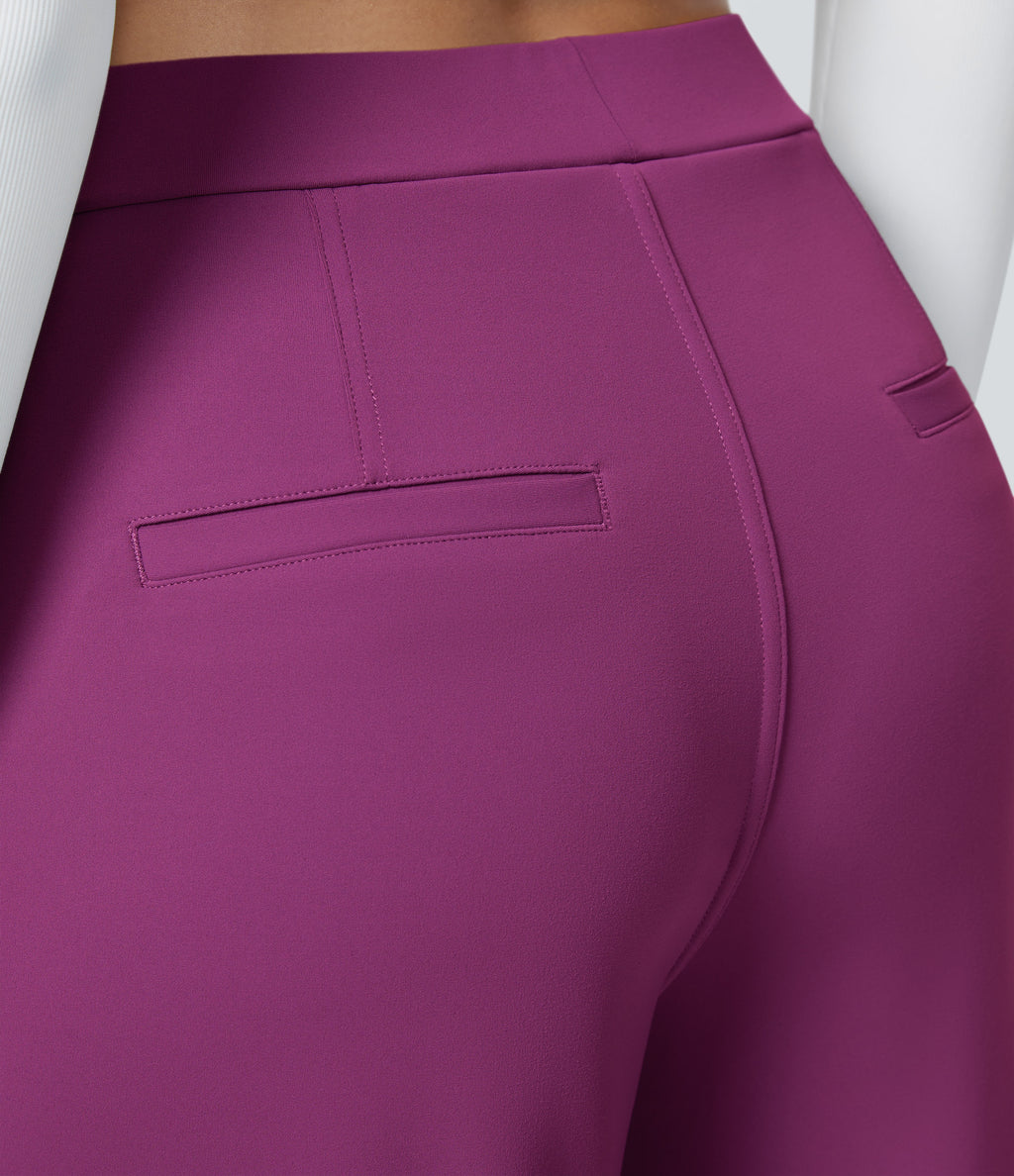 Factory Outlet - High Waisted Side Pocket Straight Leg Work Suit Pants