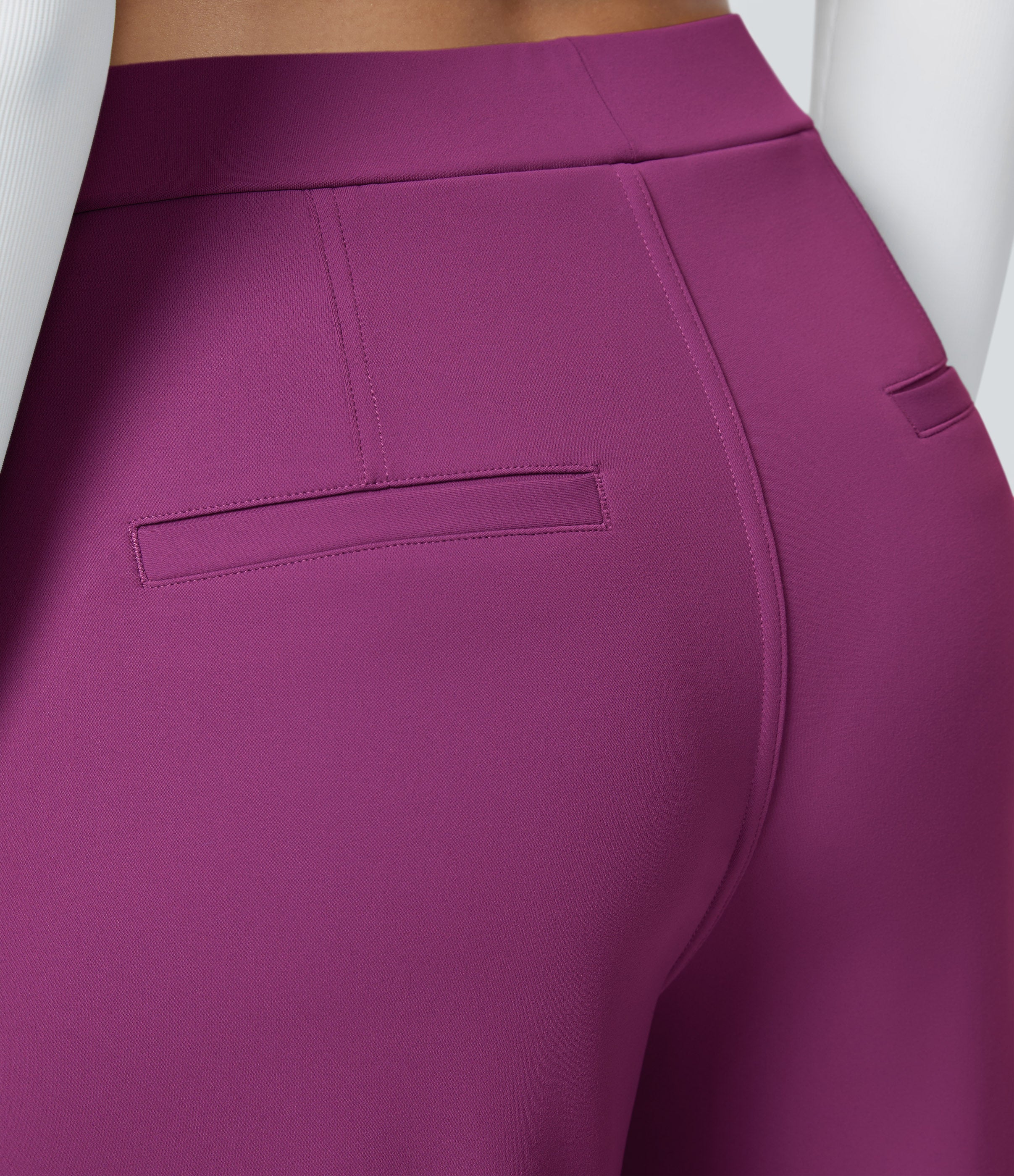 Factory Outlet - High Waisted Side Pocket Straight Leg Work Suit Pants