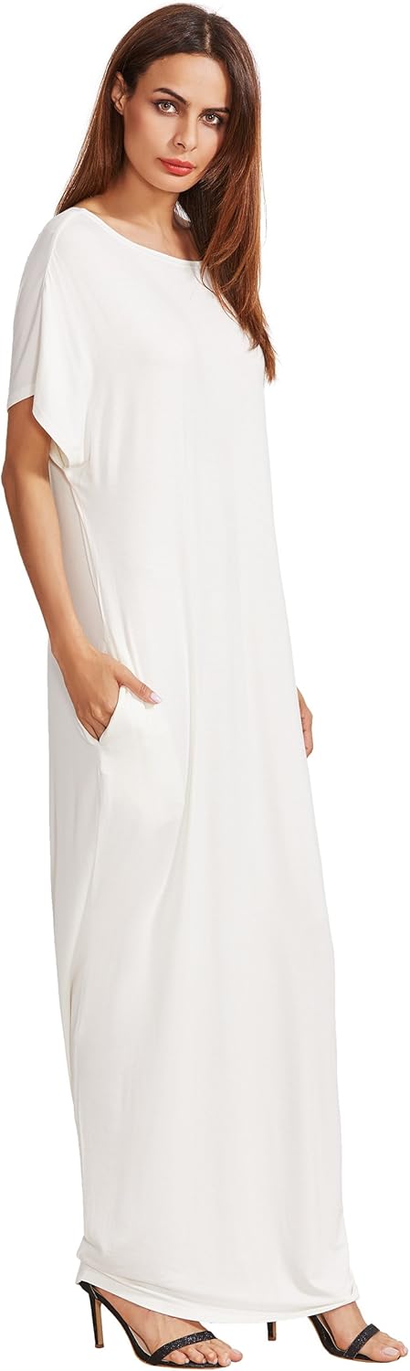 Bloomcin Women's Short Sleeve Loose Long Maxi Lounge Dress with Pockets