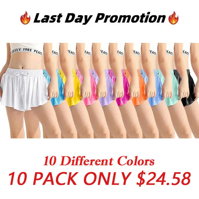 Women's Flowy Butterfly Athletic Running Workout Spandex Gym Yoga Tennis Skirts with Pocket
