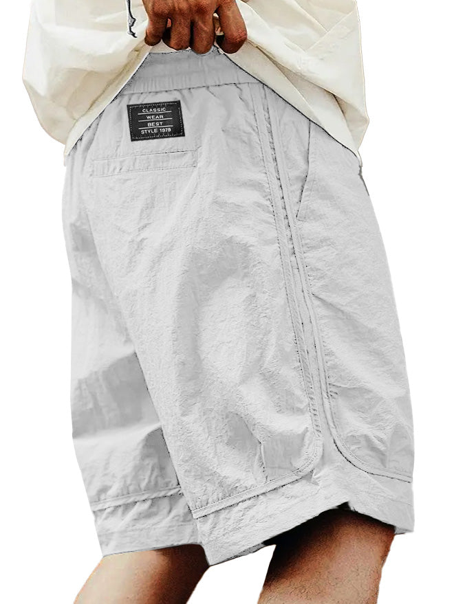 Men's Fashion Retro Outdoor Workwear Sports Embroidered Logo Pocket Shorts