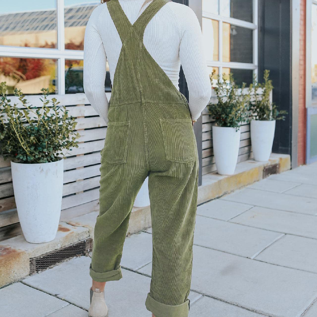 🍂 Women's Corduroy Overalls – Baggy Bib Jumpsuit with Pockets