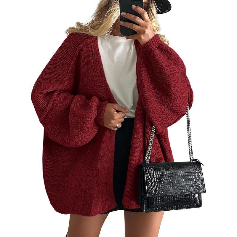 Women's Oversized Cardigan Sweater Fall Long Lantern Sleeve Knit Open Front Lightweight Sweater Knitwear Tops