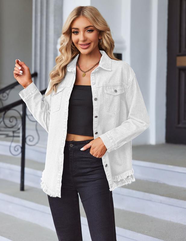 Women's Casual Long Sleeve Denim Jackets with Pockets