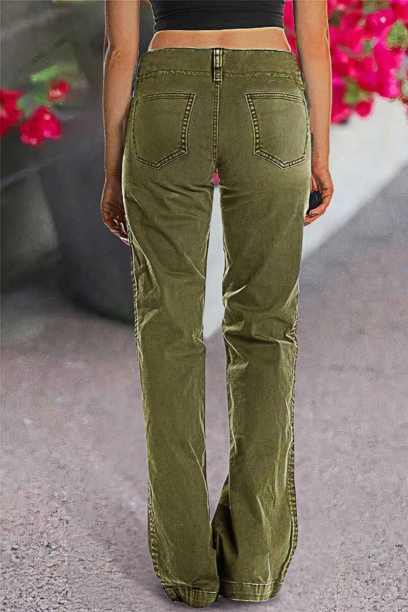 ⚡FINAL SALE⚡- Double Button Mid Waist Straight Leg Pants