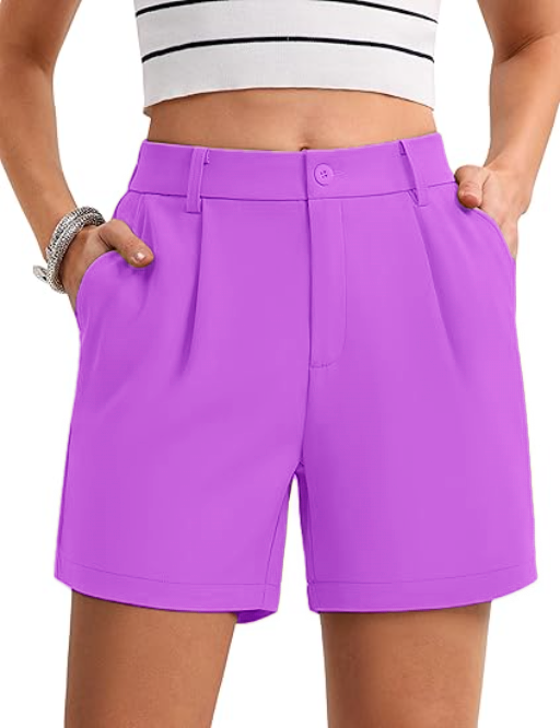 Women's Solid Color Button Casual Fitted Pocket Leg Shorts