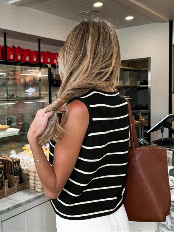 Women's Striped V-Neck Sleeveless Tank Top