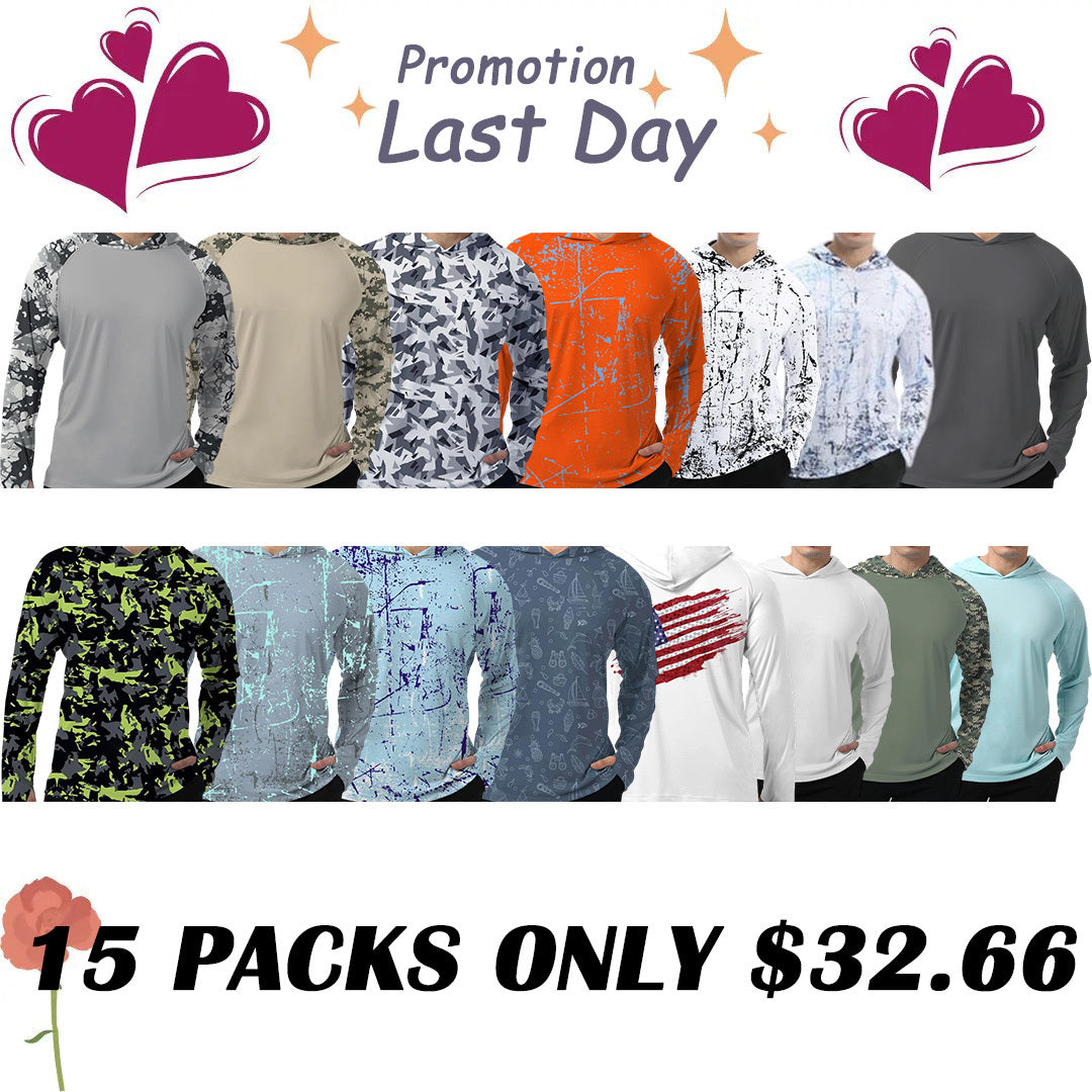 Men's UPF 50+ Sun Protection Hoodie Shirt Long Sleeve SPF Fishing Outdoor UV Hiking Lightweight Shirts