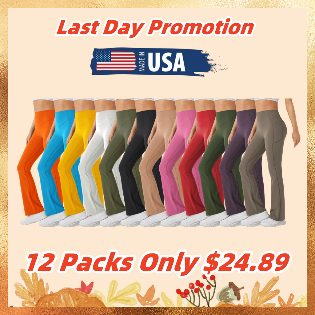 High Waisted Scrunch Butt Lifting Tummy Control Pocket Shaping Yoga Bootcut Leggings