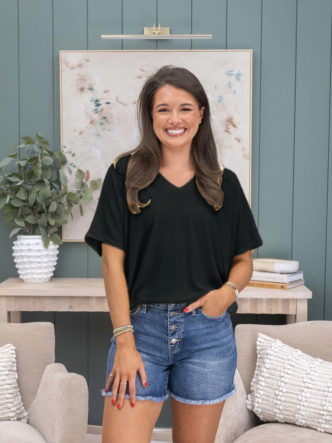 💥 Final Sale Short Sleeve Dreamy Knit V Neck Top | S - 3X