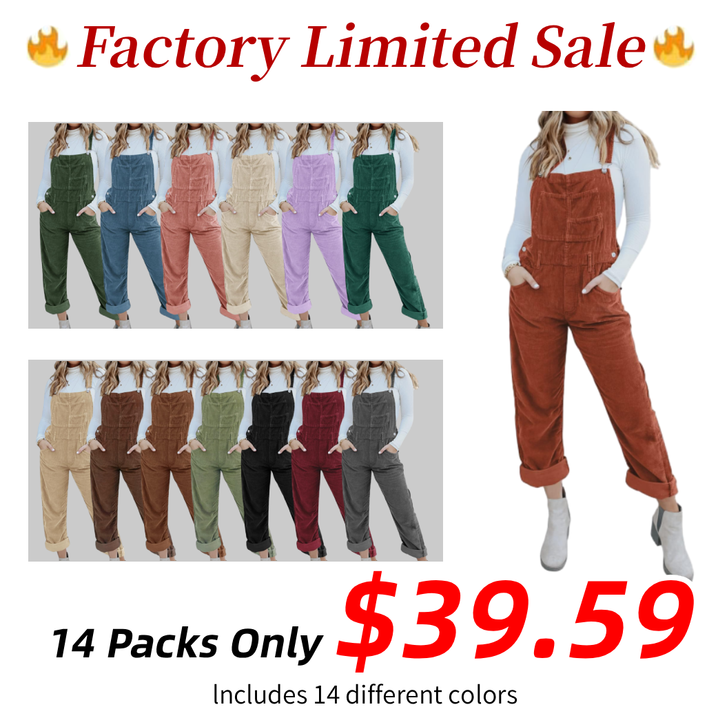 🍂 Women's Corduroy Overalls – Baggy Bib Jumpsuit with Pockets