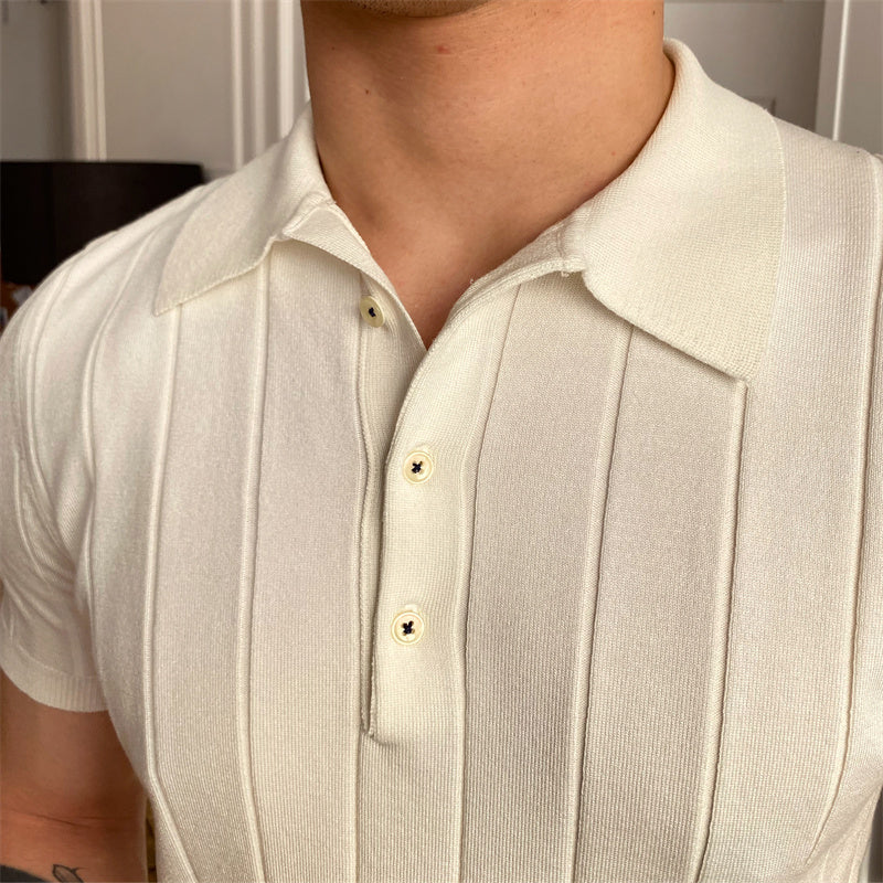 Men's Pleated Elegant Knitted Polo Shirt