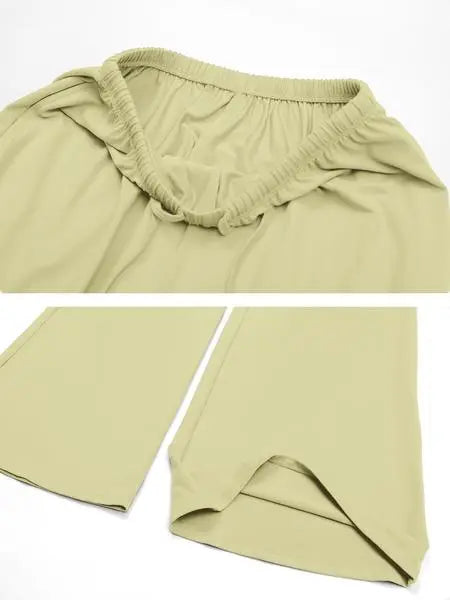 Women's Solid Crop Tank Top & Wide Leg Pants Set, Casual V Neck Sleeveless Top & Trousers for Daily Outdoor Wear, Ladies Sportswear for Summer, Solid Sports Sets, Yoga Suit Set