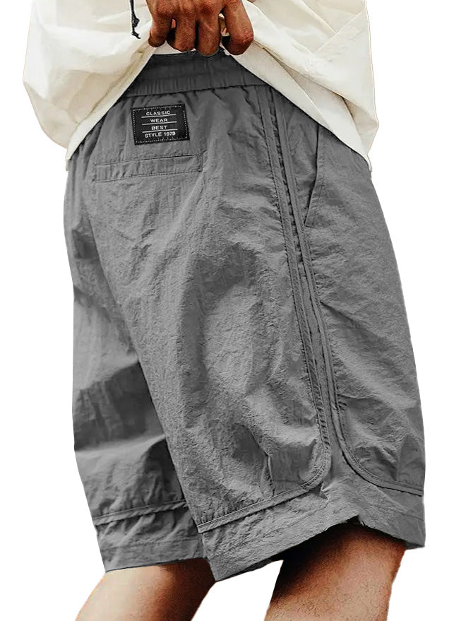 Men's Fashion Retro Outdoor Workwear Sports Embroidered Logo Pocket Shorts