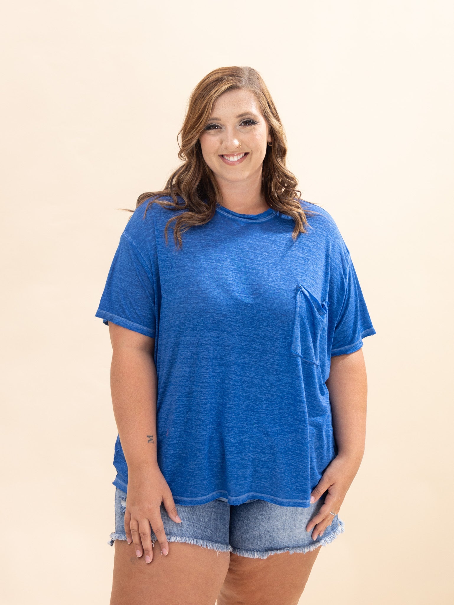 Zenana Oversized Melange Burnout Raw Edge Tee