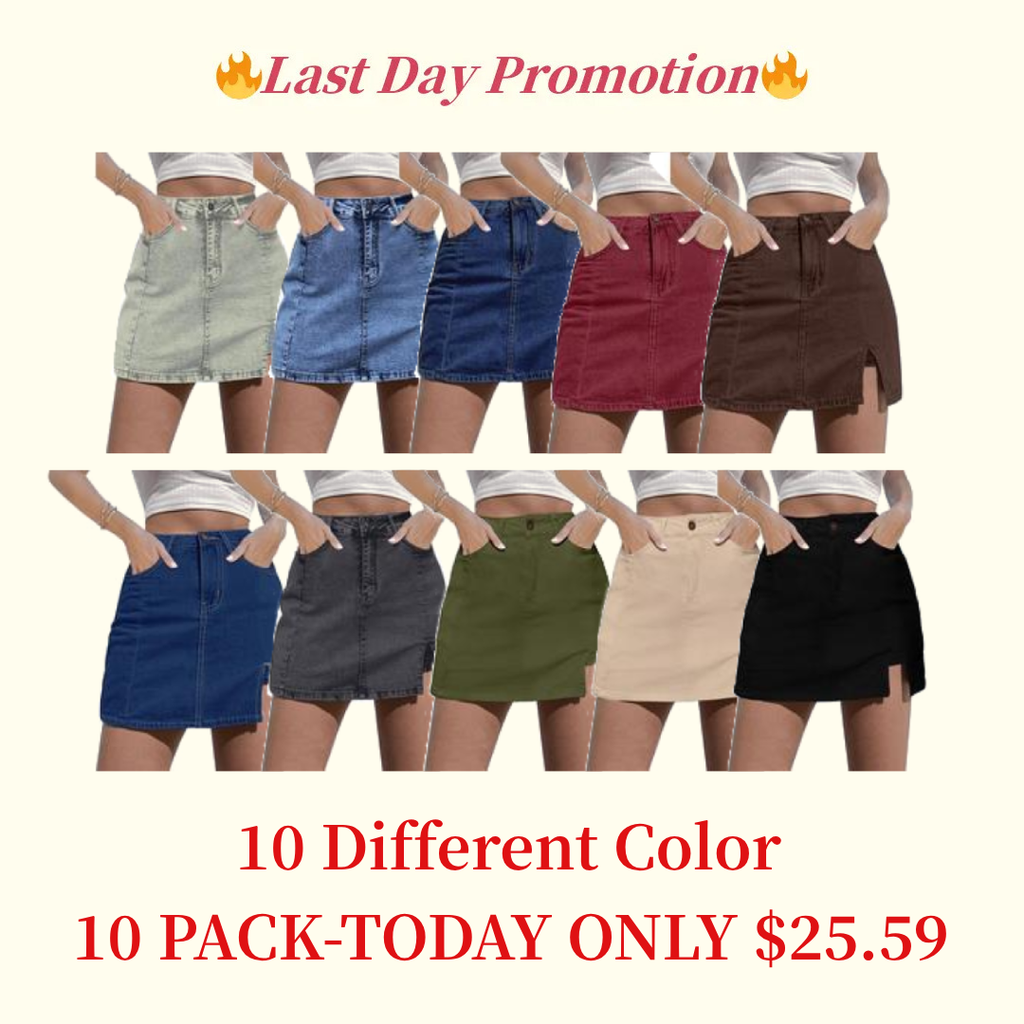 ⚡Factory-Direct Deals⚡Skorts Skirts for Women Denim Mini Skirt Side Slit with High Waisted Jean Shorts Stretchy